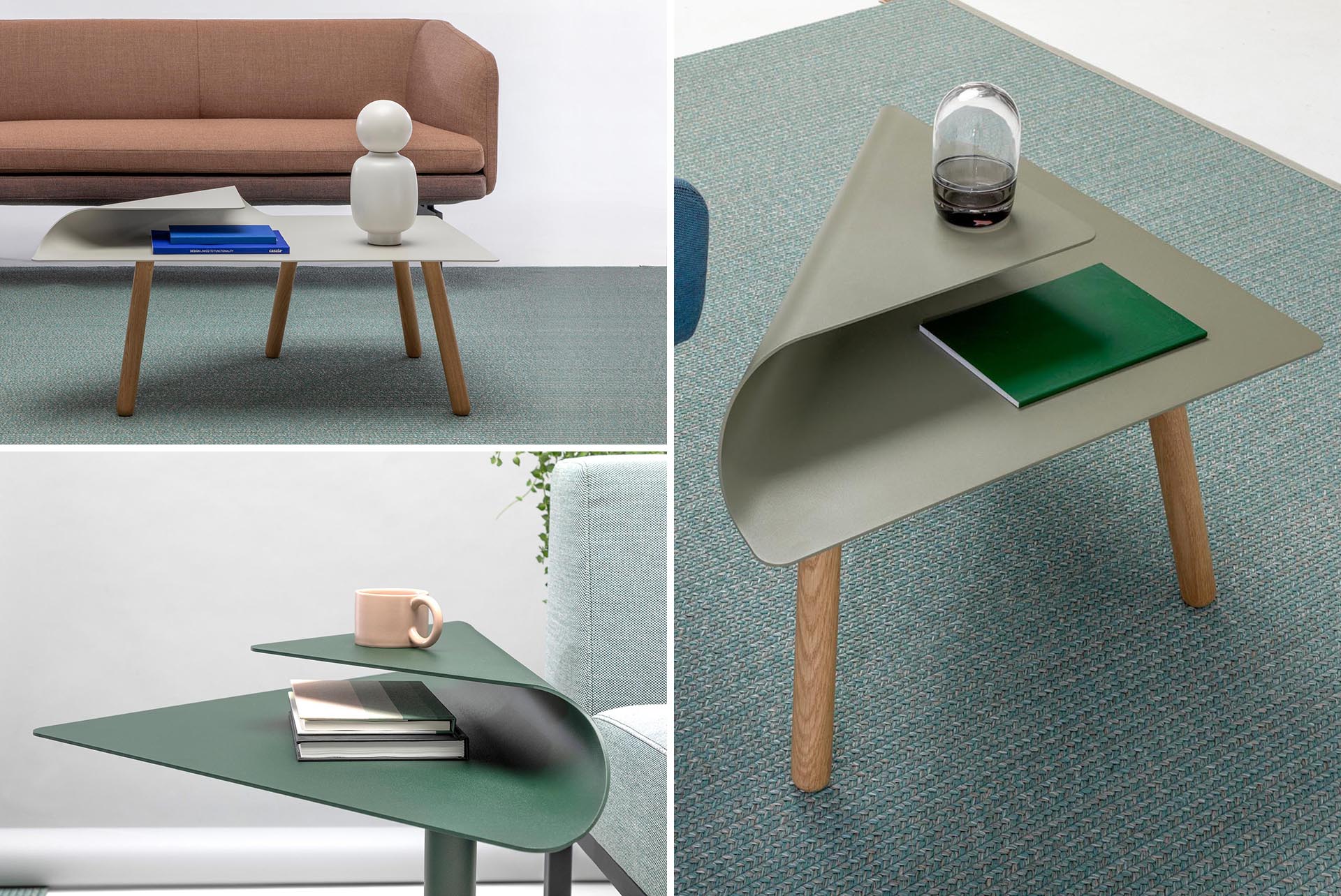 The Fold On This Table Top Creates A Secondary Level For Placing Objects